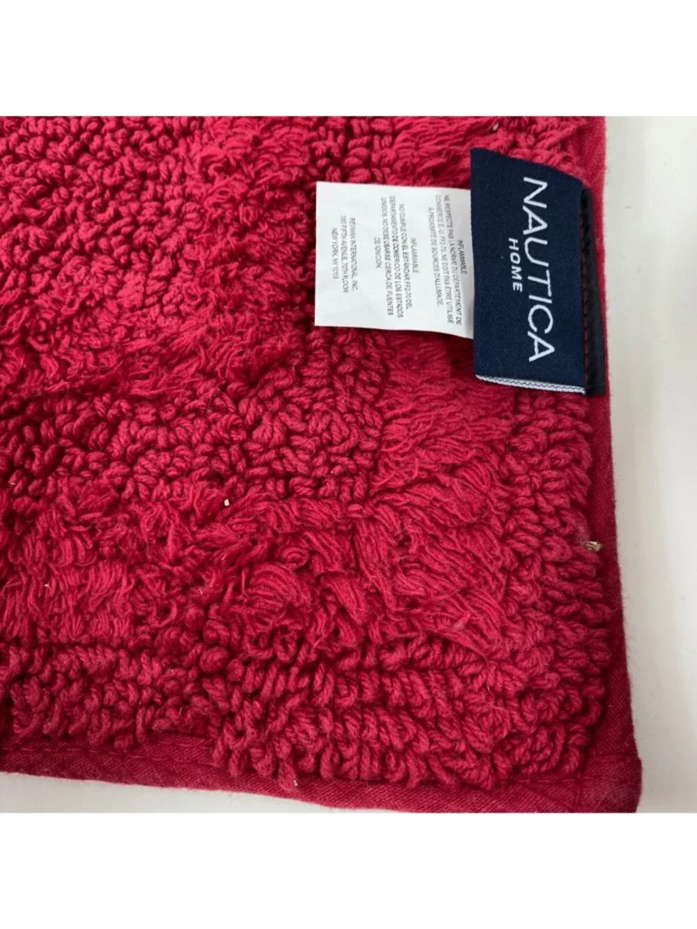 Nautica Reversible Red Bathroom Kitchen Rug Rectangle 100% Cotton 17